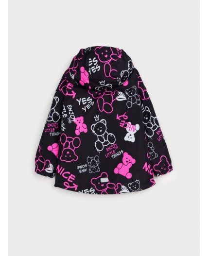 Куртка текстильная с полиуретановым покрытием для девочек (ветровка) черный,фуксия,белый