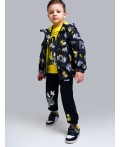 Куртка текстильная с полиуретановым покрытием для мальчиков (ветровка) черный,белый,жёлтый