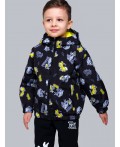 Куртка текстильная с полиуретановым покрытием для мальчиков (ветровка) черный,белый,жёлтый
