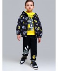 Куртка текстильная с полиуретановым покрытием для мальчиков (ветровка) черный,белый,жёлтый