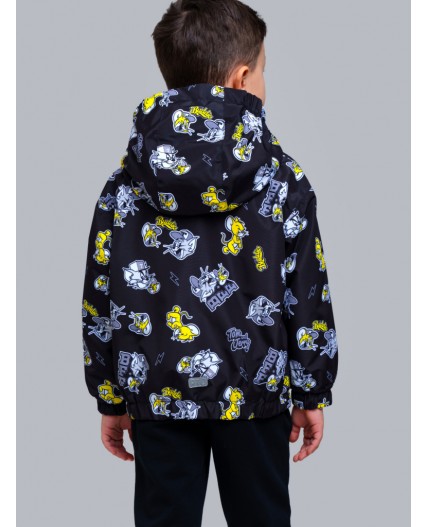 Куртка текстильная с полиуретановым покрытием для мальчиков (ветровка) черный,белый,жёлтый