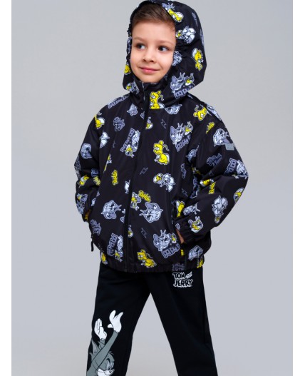 Куртка текстильная с полиуретановым покрытием для мальчиков (ветровка) черный,белый,жёлтый