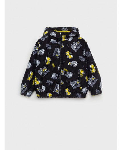 Куртка текстильная с полиуретановым покрытием для мальчиков (ветровка) черный,белый,жёлтый
