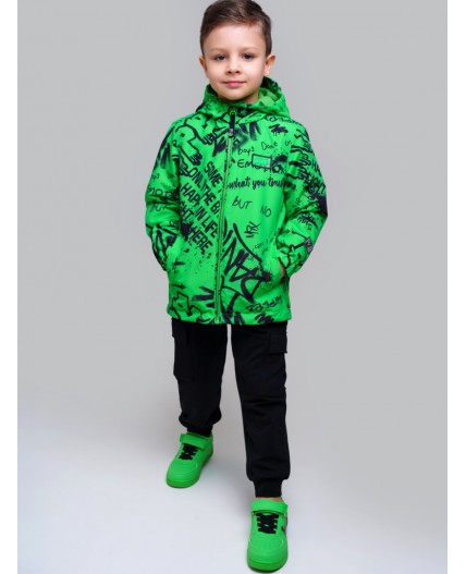 Куртка текстильная с полиуретановым покрытием для мальчиков (ветровка) светло-зеленый,черный