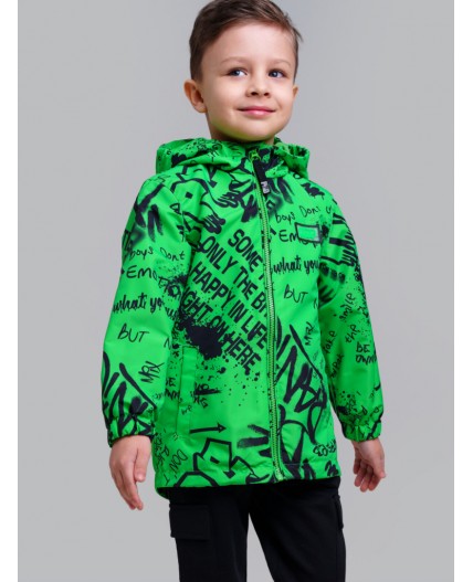 Куртка текстильная с полиуретановым покрытием для мальчиков (ветровка) светло-зеленый,черный