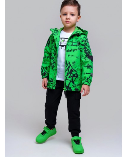 Куртка текстильная с полиуретановым покрытием для мальчиков (ветровка) светло-зеленый,черный