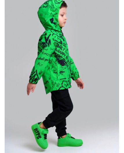 Куртка текстильная с полиуретановым покрытием для мальчиков (ветровка) светло-зеленый,черный