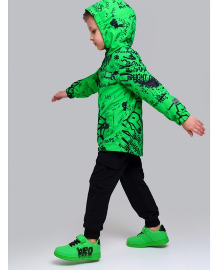 Куртка текстильная с полиуретановым покрытием для мальчиков (ветровка) светло-зеленый,черный