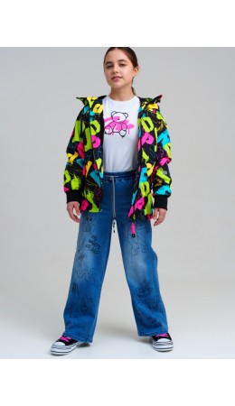 Куртка текстильная с полиуретановым покрытием для девочек (ветровка) разноцветный