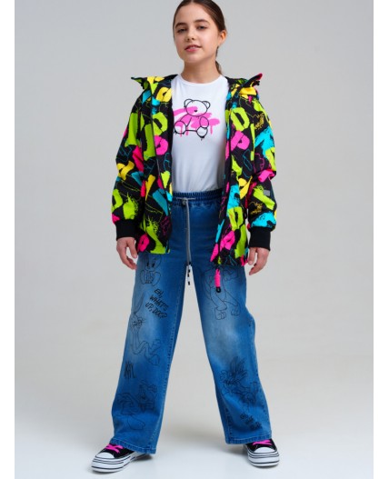 Куртка текстильная с полиуретановым покрытием для девочек (ветровка) разноцветный