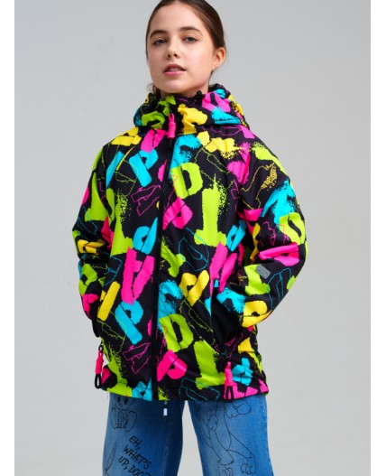 Куртка текстильная с полиуретановым покрытием для девочек (ветровка) разноцветный