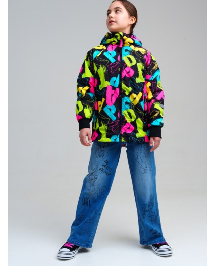 Куртка текстильная с полиуретановым покрытием для девочек (ветровка) разноцветный