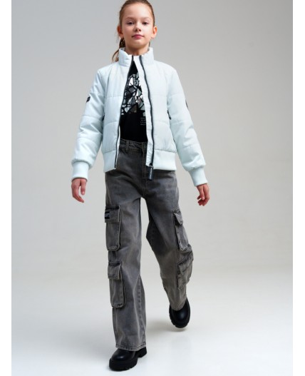 Куртка текстильная с полиуретановым покрытием для девочек белый