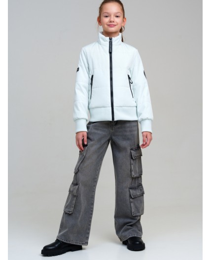 Куртка текстильная с полиуретановым покрытием для девочек белый