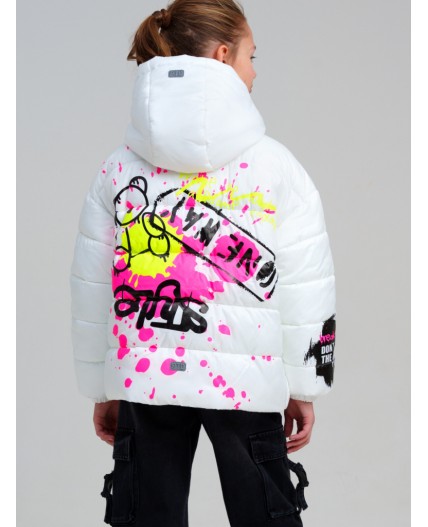 Куртка текстильная с полиуретановым покрытием для девочек белый,фуксия,светло-зеленый