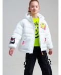 Куртка текстильная с полиуретановым покрытием для девочек белый,фуксия,светло-зеленый