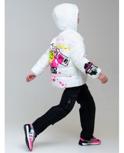 Куртка текстильная с полиуретановым покрытием для девочек белый,фуксия,светло-зеленый