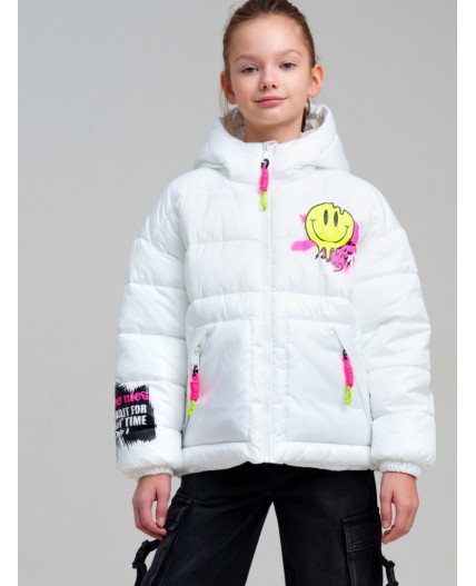 Куртка текстильная с полиуретановым покрытием для девочек белый,фуксия,светло-зеленый