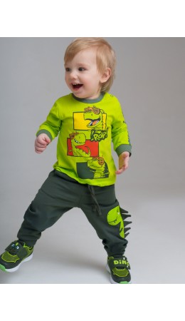 Фуфайка детская трикотажная для мальчиков (футболка с длинными рукавами) светло-зеленый