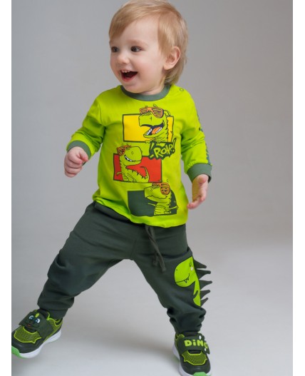 Фуфайка детская трикотажная для мальчиков (футболка с длинными рукавами) светло-зеленый