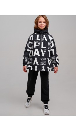 Куртка текстильная с полиуретановым покрытием для девочек (ветровка) черный,белый