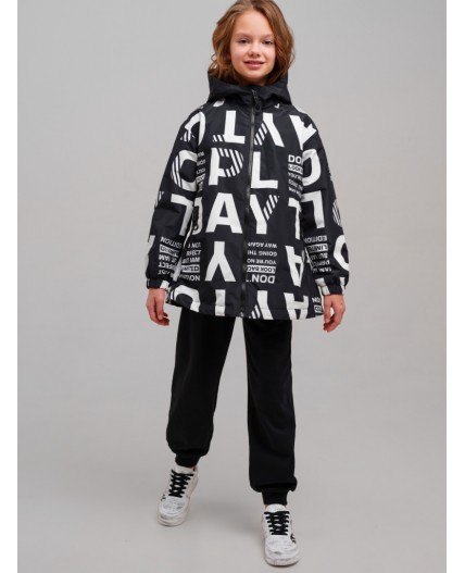 Куртка текстильная с полиуретановым покрытием для девочек (ветровка) черный,белый