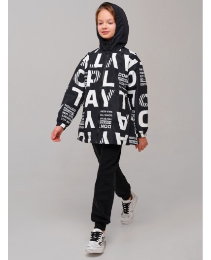 Куртка текстильная с полиуретановым покрытием для девочек (ветровка) черный,белый