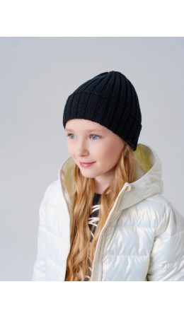 Шапка трикотажная для девочек черный