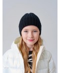 Шапка трикотажная для девочек черный