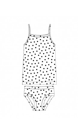 Комплект трикотажный для девочек: майка, трусы белый,черный