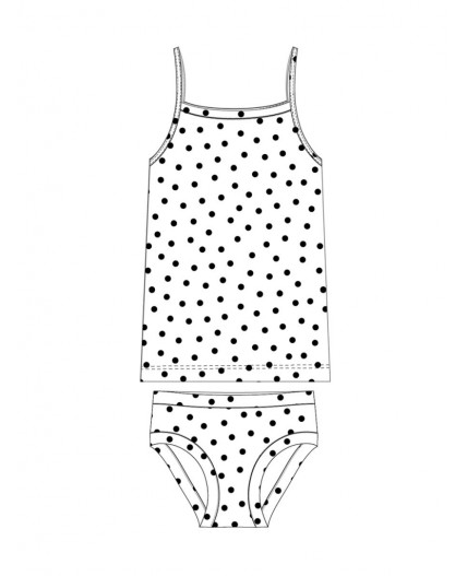 Комплект трикотажный для девочек: майка, трусы белый,черный