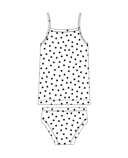 Комплект трикотажный для девочек: майка, трусы белый,черный