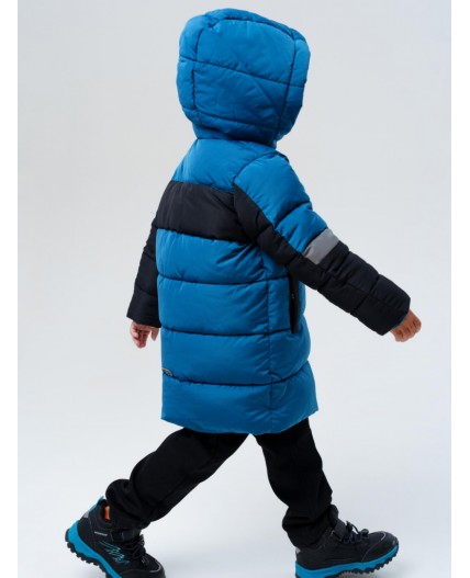 Пальто текстильное с полиуретановым покрытием для мальчиков тёмно-синий,черный