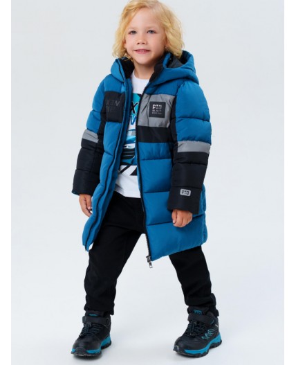 Пальто текстильное с полиуретановым покрытием для мальчиков тёмно-синий,черный