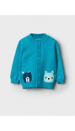 Кардиган детский трикотажный для мальчиков бирюзовый