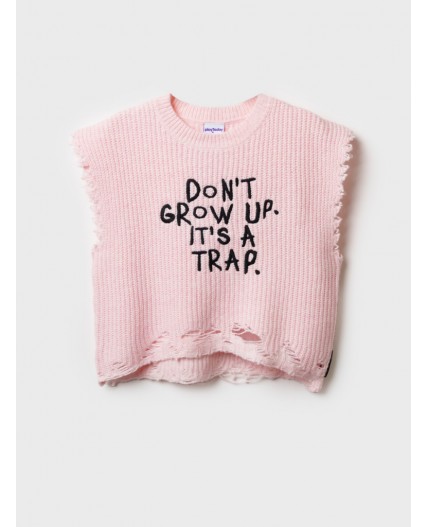 Жилет трикотажный для девочек светло-розовый