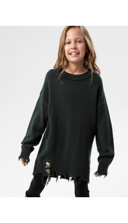 Джемпер трикотажный для девочек хаки