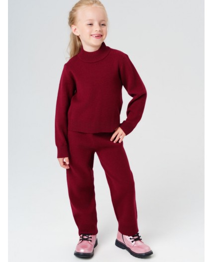 Комплект трикотажный для девочек: джемпер, брюки бордовый