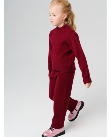 Комплект трикотажный для девочек: джемпер, брюки бордовый
