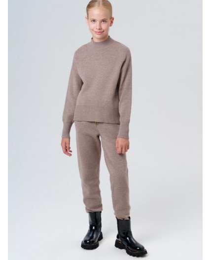 Комплект трикотажный для девочек: джемпер, брюки бежевый
