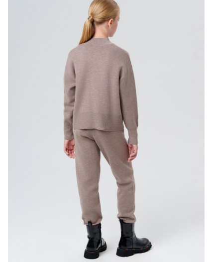 Комплект трикотажный для девочек: джемпер, брюки бежевый