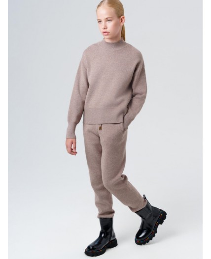 Комплект трикотажный для девочек: джемпер, брюки бежевый