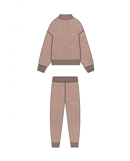 Комплект трикотажный для девочек: джемпер, брюки бежевый