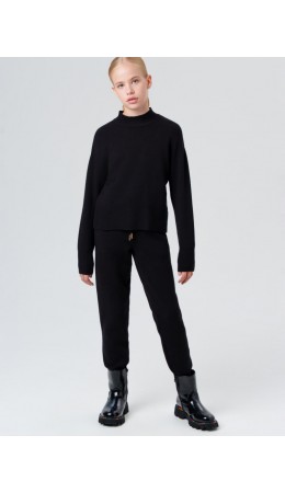 Комплект трикотажный для девочек: джемпер, брюки черный