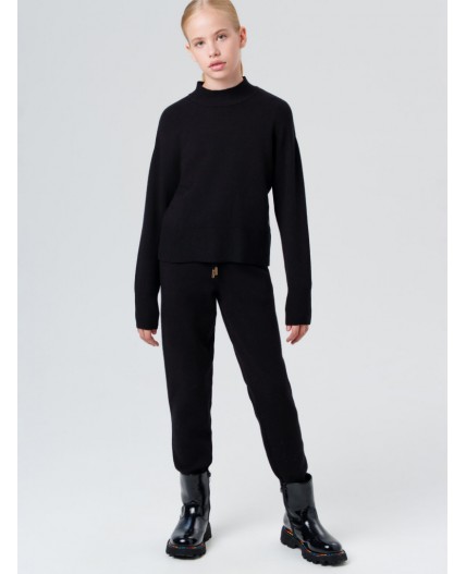 Комплект трикотажный для девочек: джемпер, брюки черный