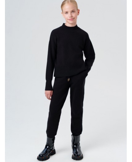 Комплект трикотажный для девочек: джемпер, брюки черный