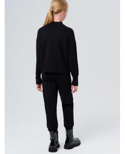 Комплект трикотажный для девочек: джемпер, брюки черный