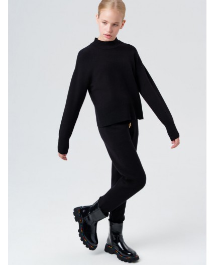 Комплект трикотажный для девочек: джемпер, брюки черный