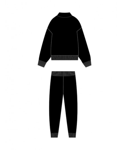 Комплект трикотажный для девочек: джемпер, брюки черный