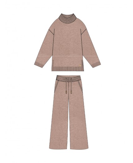 Комплект трикотажный для девочек: джемпер, брюки бежевый